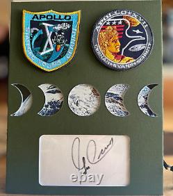 Eugene Gene Cernan Affichage Authentique Signé à la Main Apollo 10 & 17 avec Patches COA