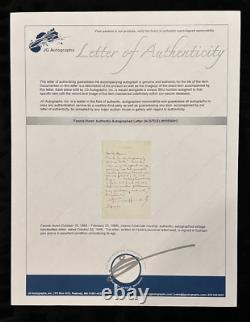 FANNIE HURST Autographe/ Lettre manuscrite signée JSA (COA) Romancière américaine