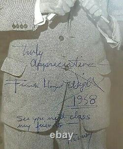Frank Lloyd Wright Signée À La Main 5x10 Photo Pour 1958 Apprenti Daté Avec 2 Coa