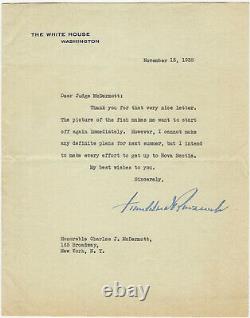 Franklin D. Roosevelt Main Signée Dactylographié Lettre De La Maison Blanche 1935