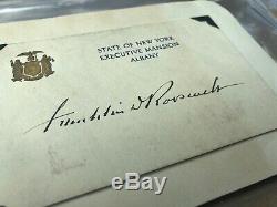 Franklin D. Roosevelt (fdr), Carte De Maître Exécutive De L'état De New York Signée À La Main