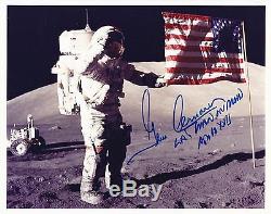 Gene Cernan Apollo 17 Lune Walker - Lunaire Eva - Signé À La Main 8x10 Photo Nasa W-loa