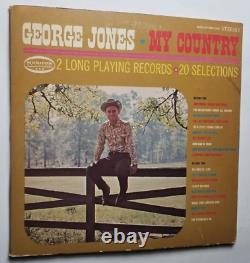 George Jones Véritablement signé à la main Mon Pays 2x Vinyle JSA COA Autographié