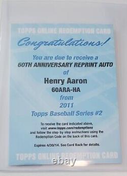Hank Aaronn 2011 Topps Diamond Anniversary Sur Carte Auto /60 Autographe Certifié