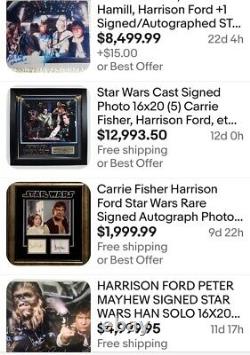 Harrison Ford Signé À La Main Full Autograph 8x10 Photo Originale Star Wars Han Solo