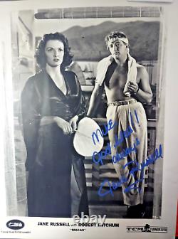 JANE RUSSELL de MACAO de 1952 Photo autographiée en noir et blanc de 8x10 pouces