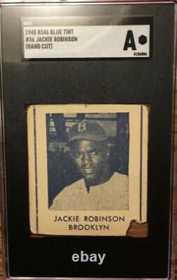 Jackie Robinson 1948 R346 Bleu Tinte #36 Coupe À La Main Carte Rookie Authentique Sgc
