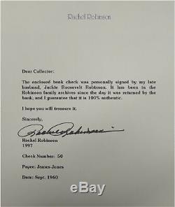 Jackie Robinson Signée À La Main Autographié Chèque Personnel Avec Coa De Rachel