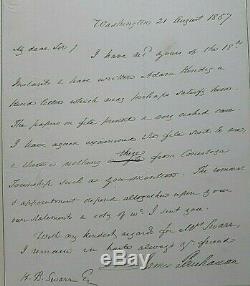 James Buchanan Lettre Authentique Dans Sa Main Signée En Tant Que Président 1857 Jsa Coa