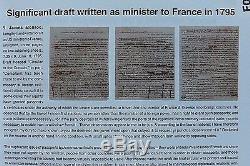 James Monroe 3 Pages Brouillon Manuscrit Entièrement À La Main Non Signé 9-6-1795