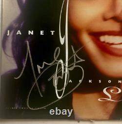 Janet Jackson Couverture d'album autographiée à la main, authentifiée et accompagnée d'un certificat d'authenticité (COA)