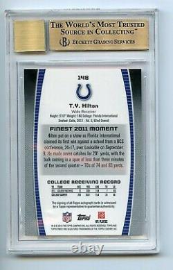 Jersey# 2012 Finest Rookie Rc Auto Red Refractor Ty Hilton 13/15.5 De Bgs 10