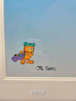 Jim Davis Dessin De Garfield Peint À La Main/autographié 19 X 22