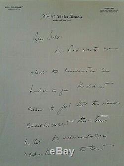 John F Kennedy Lettre Manuscrite De 2 Pages Signée Best Jack Avec 2 Sénateurs De Coa