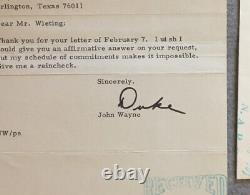 John Wayne Duke Signé À La Main Lettre Autographiée W Envelope Withcoa 1973