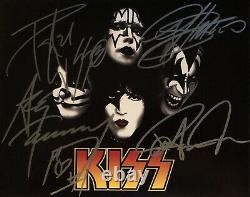 Kiss Signé Par Tous Les Autographes Originaux 4 En Bande Signé À La Main 8x10 Avec Coa