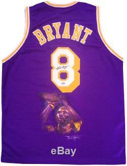 Kobe Bryant Autographié Par Jersey De Maillot Violet # 8 Peint À La Main Signé 1/1 Psa Coa