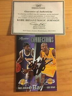 Kobe Bryant Prestige Kobe Bryant Main / Magic Johnson A Signé Carte Autographe Withcoa