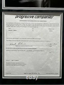 Kurt Cobain Main Signée Lettre De Police D’assurance Automobile Encadrée Jsa Coa Autographe