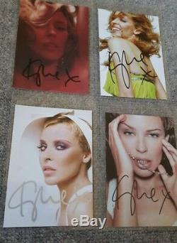 Kylie Minogue X4 Lot De Cartes Postales Promotionnelles Autographiées Et Signées À La Main, Véritable Or