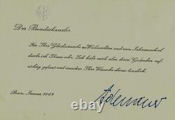 La carte de remerciement signée à la main par le chancelier allemand Konrad Adenauer datée de 1962