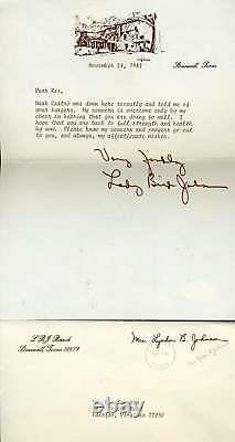 Lady Bird Johnson Psa Dna Signé À La Main 1982 Lettre Autographe Authentique