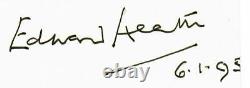 Le Premier ministre britannique Edward Heath a signé à la main une carte 3X5 JG Autographs avec certificat d'authenticité.