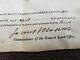 Le Président James Monroe Hardiment Main Signe Présidentielle Document 1819
