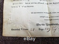 Le Président James Monroe Hardiment Main Signe Présidentielle Document 1819