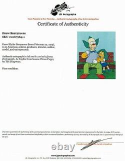 Les Simpsons - Photo d'animation 8X10 signée à la main par Drew Barrymore, avec certificat d'authenticité de JG Autographs COA.