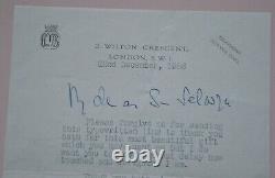 Lettre autographiée d'Edwina Mountbatten de Birmanie 1958 Signée à la main