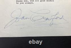 Lettre de Joan Crawford signée à la main avec un stylo à bille bleu en 1969