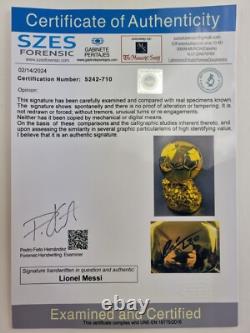 Lionel Messi ballon d'or en résine signé à la main avec certificat d'authenticité