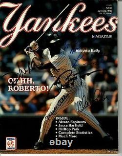 Magazine des Yankees de 1989 signé à la main (X5) Couverture JG Autographs COA