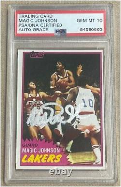 Magic Johnson 1981/82 Topps Carte Signée À La Main Psa 10 Auto 84580863