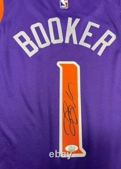 Maillot Violet de Davin Booker PHX Signé à la Main Autographié BAS COA