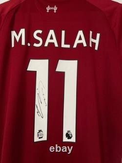 Maillot de football signé à la main, autographié par Mohamed Salah, avec certificat d'authenticité Beckett.