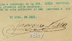 Mexique Autographes De Villa Handsigned Document Pancho (guerre Salvoconducto)