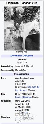 Mexique Autographes De Villa Handsigned Document Pancho (guerre Salvoconducto)