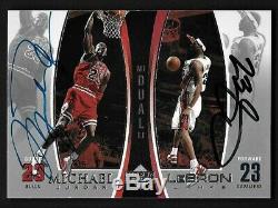 Michael Jordan / Lebron James Upper Deck Double Main Signé Carte Autographe Withcoa