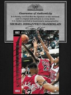 Michael Jordan / Wilt Chamberlain Upper Deck Double Main Signé Carte Autographe Withcoa