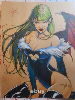 Morrigan Aensland Art Comic Original Signé 8.5x11 COA