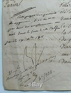 Napoléon Bonaparte Original Signé 3 Document Page W Remarque Dans Sa Main Fait 1811