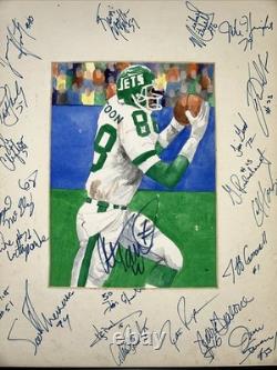 New York Jets 89 Peinture Originale Peinte à la Main Signée par l'Équipe avec 22 Autographes
