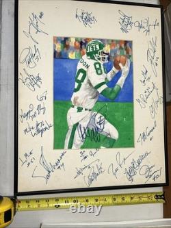 New York Jets 89 Peinture Originale Peinte à la Main Signée par l'Équipe avec 22 Autographes