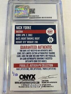 Nick Yorke 2021 Onyx Gems Main # 1/10 Csg Authentifié Onyx Non Circulé Ssp