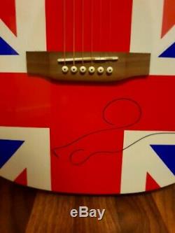 Noel Gallagher, Main 'oasis Signée Union Jack En Taille Réelle Guitare Acoustique