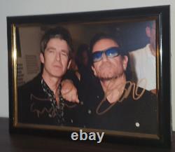 Noël Gallagher et Bono signés à la main avec COA Encadré Oasis, autographe de U2