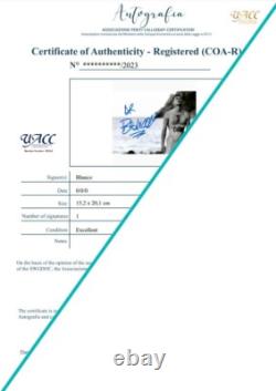 PHOTO BLANCHE avec AUTOGRAPHE ORIGINAL SIGNÉ de Blue Celeste Fabbriconi