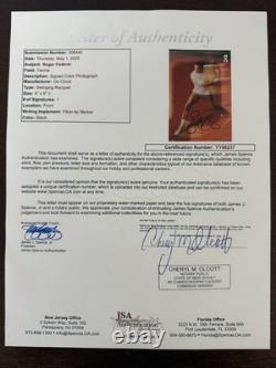 PHOTO COULEUR 4x6 SIGNÉE À LA MAIN PAR ROGER FEDERER, AUTHENTIFIÉE PAR JSA PSA